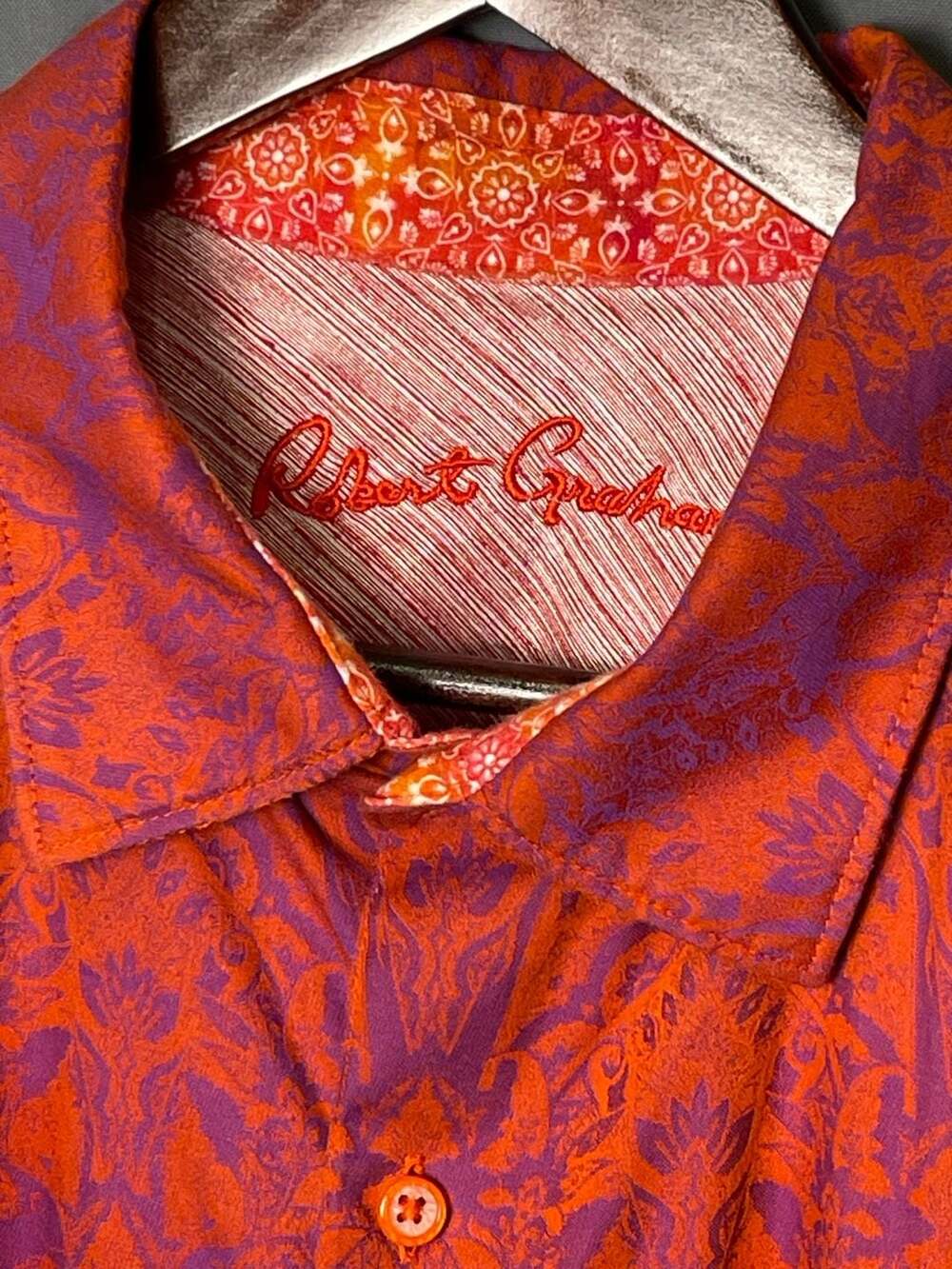 Robert Graham Knowledge Wisdom Truth Shirt Mens 2xl Coral Purple Floral LS - Picture 3 of 12